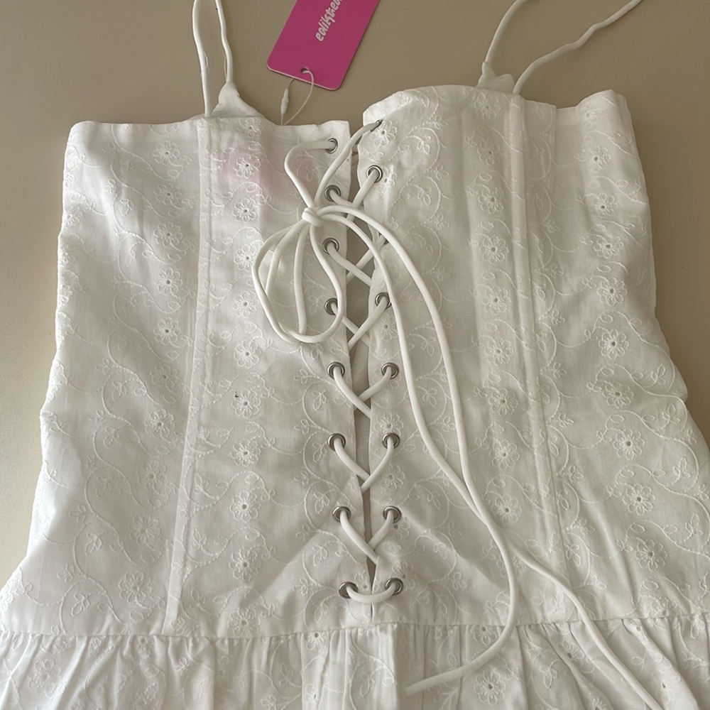 EDIKTED Kaira White Eyelet Mini Dress - Picture 8 of 9